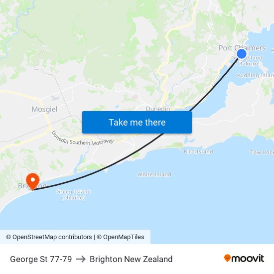 George St 77-79 to Brighton New Zealand map