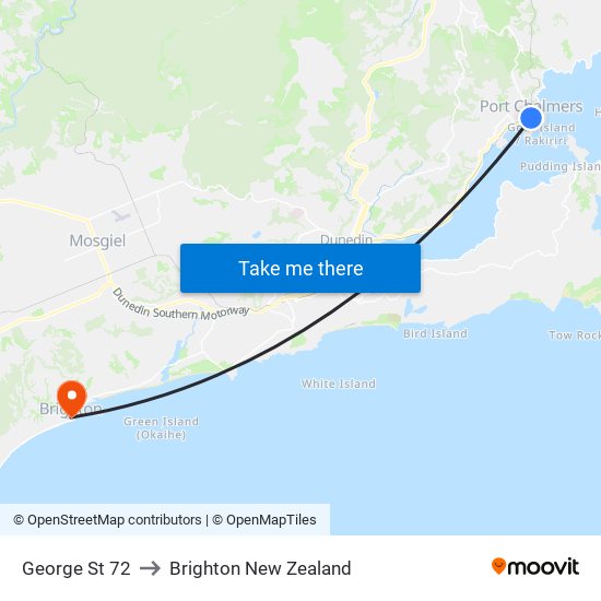 George St 72 to Brighton New Zealand map