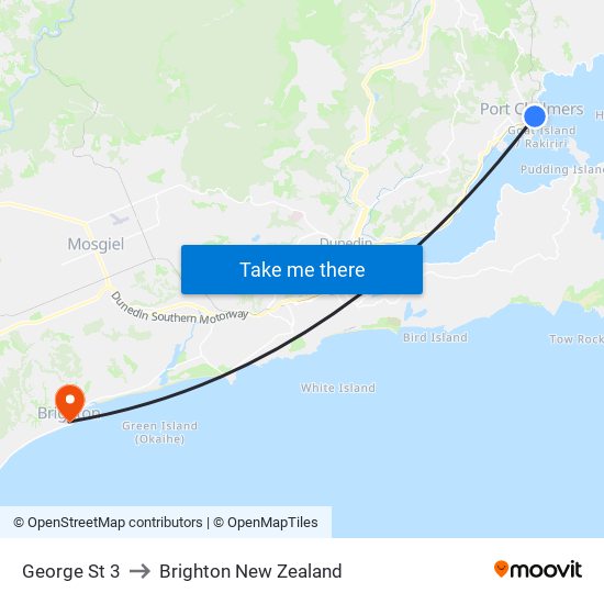 George St 3 to Brighton New Zealand map