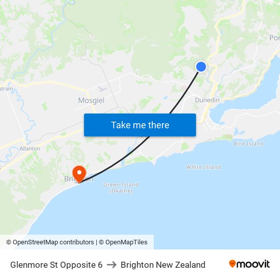 Glenmore St Opposite 6 to Brighton New Zealand map
