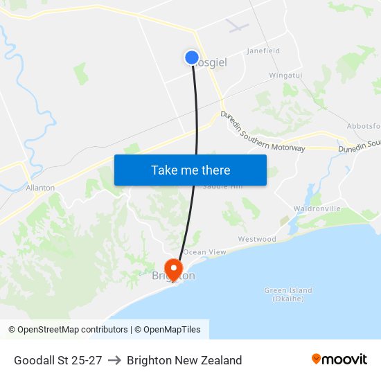 Goodall St 25-27 to Brighton New Zealand map