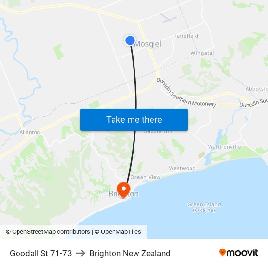 Goodall St 71-73 to Brighton New Zealand map