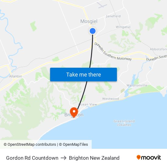 Gordon Rd Countdown to Brighton New Zealand map