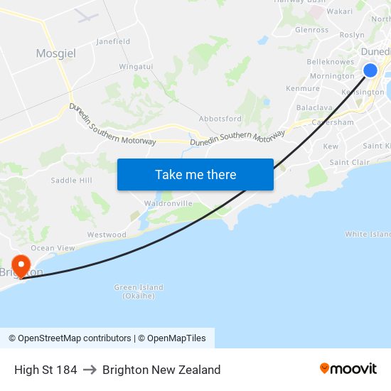 High St 184 to Brighton New Zealand map