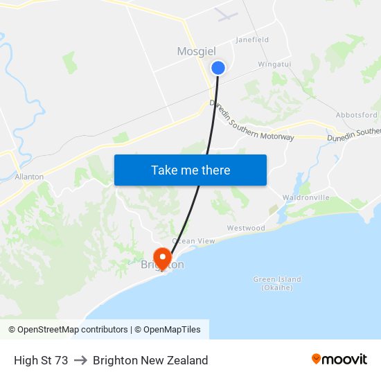 High St 73 to Brighton New Zealand map