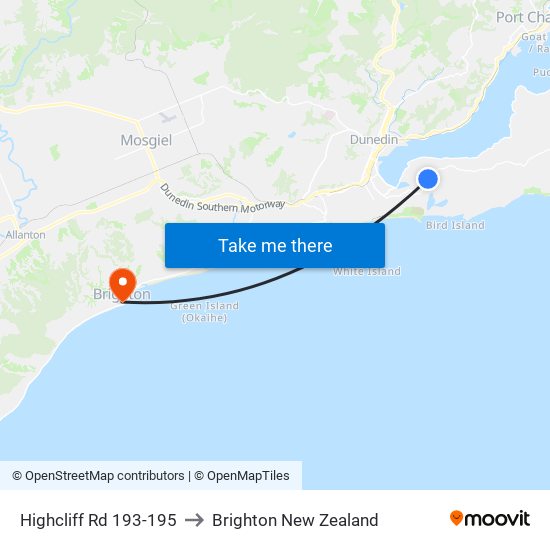 Highcliff Rd 193-195 to Brighton New Zealand map