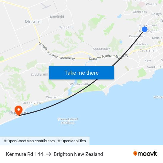 Kenmure Rd 144 to Brighton New Zealand map