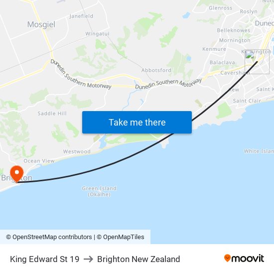 King Edward St 19 to Brighton New Zealand map