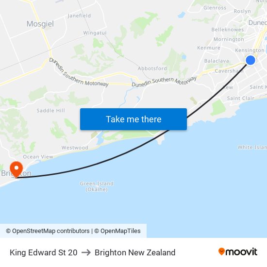 King Edward St 20 to Brighton New Zealand map