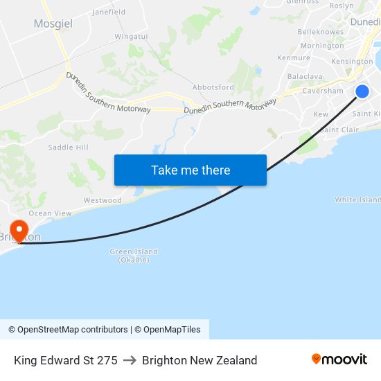 King Edward St 275 to Brighton New Zealand map