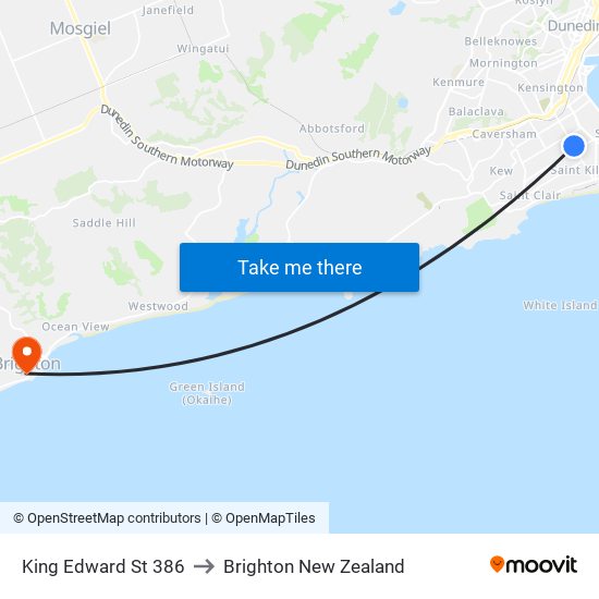 King Edward St 386 to Brighton New Zealand map