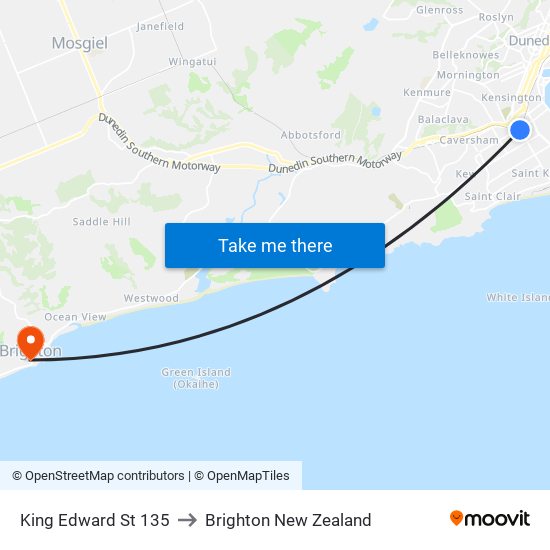 King Edward St 135 to Brighton New Zealand map