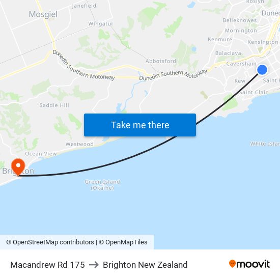 Macandrew Rd 175 to Brighton New Zealand map