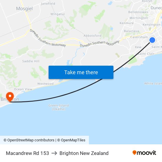 Macandrew Rd 153 to Brighton New Zealand map
