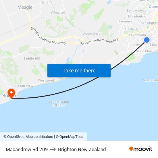 Macandrew Rd 209 to Brighton New Zealand map