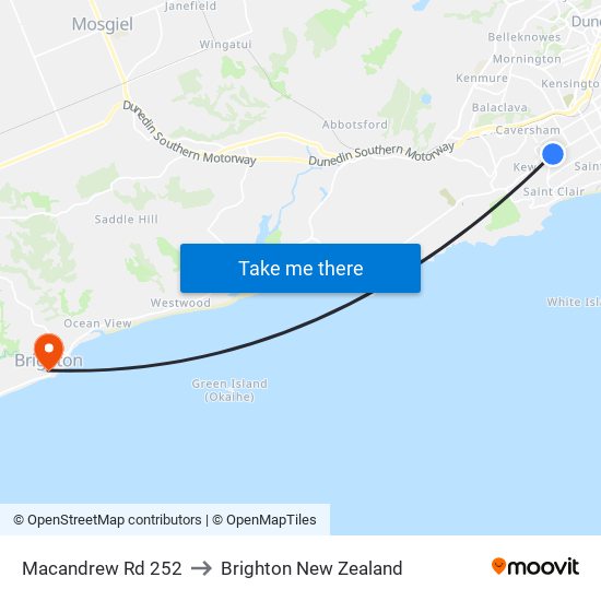 Macandrew Rd 252 to Brighton New Zealand map