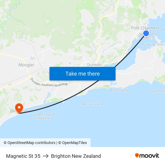 Magnetic St 35 to Brighton New Zealand map