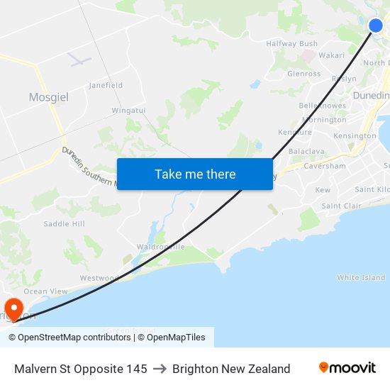 Malvern St Opposite 145 to Brighton New Zealand map