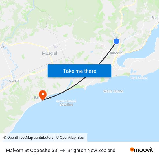 Malvern St Opposite 63 to Brighton New Zealand map