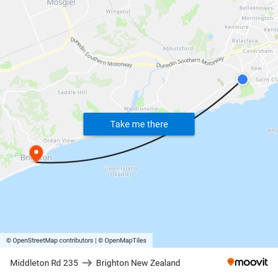 Middleton Rd 235 to Brighton New Zealand map