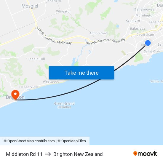 Middleton Rd 11 to Brighton New Zealand map