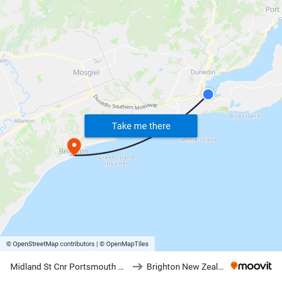 Midland St Cnr Portsmouth Drive to Brighton New Zealand map