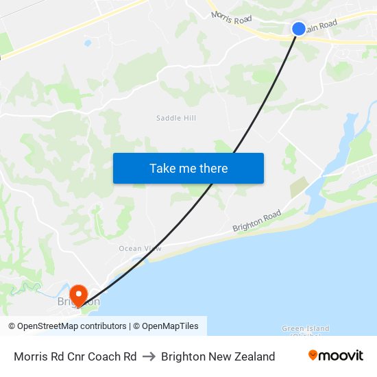 Morris Rd Cnr Coach Rd to Brighton New Zealand map