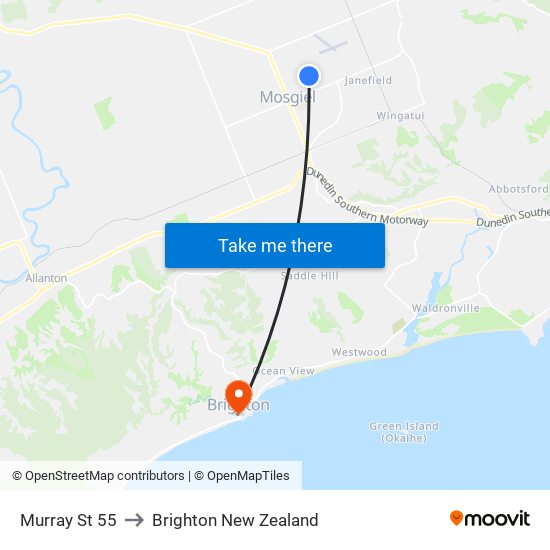 Murray St 55 to Brighton New Zealand map