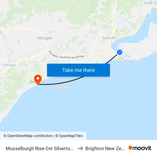 Musselburgh Rise Cnr Silverton Street to Brighton New Zealand map