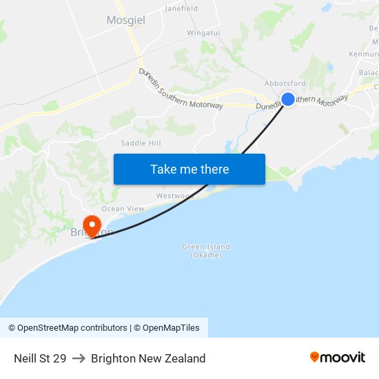Neill St 29 to Brighton New Zealand map