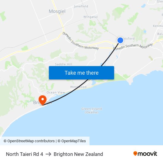 North Taieri Rd 4 to Brighton New Zealand map