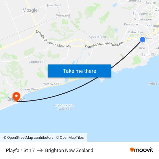 Playfair St 17 to Brighton New Zealand map