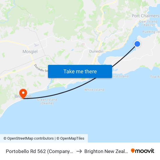 Portobello Rd 562 (Company Bay) to Brighton New Zealand map