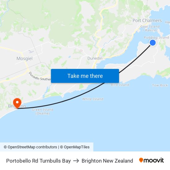 Portobello Rd Turnbulls Bay to Brighton New Zealand map