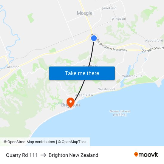Quarry Rd 111 to Brighton New Zealand map