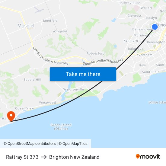 Rattray St 373 to Brighton New Zealand map