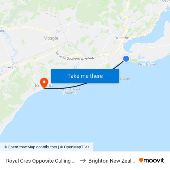 Royal Cres Opposite Culling Park to Brighton New Zealand map