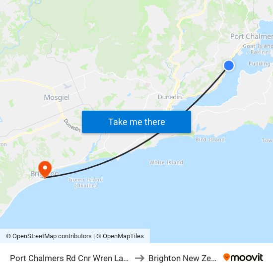 Port Chalmers Rd Cnr Wren Lane Path to Brighton New Zealand map