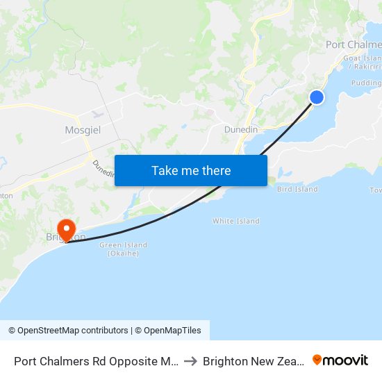 Port Chalmers Rd Opposite Moa St to Brighton New Zealand map
