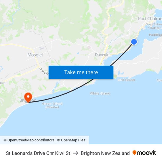 St Leonards Drive Cnr Kiwi St to Brighton New Zealand map