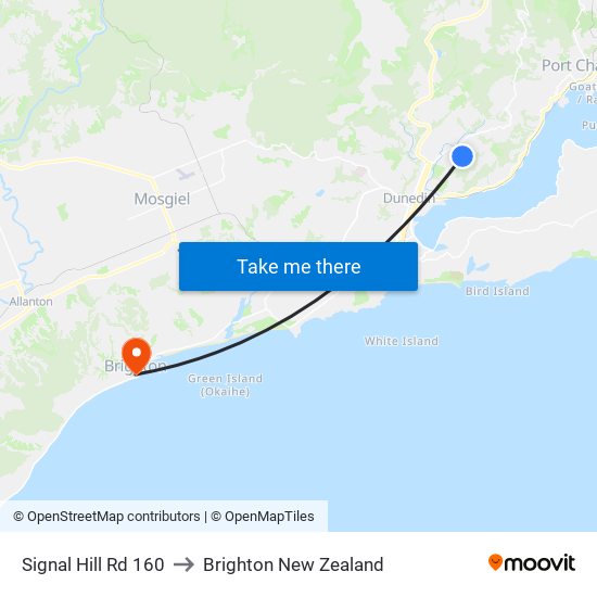 Signal Hill Rd 160 to Brighton New Zealand map