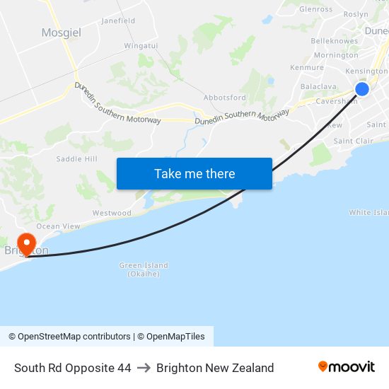 South Rd Opposite 44 to Brighton New Zealand map
