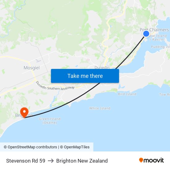Stevenson Rd 59 to Brighton New Zealand map
