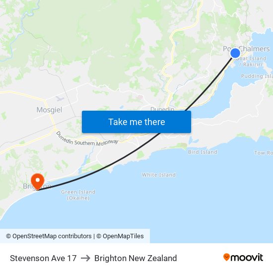 Stevenson Ave 17 to Brighton New Zealand map
