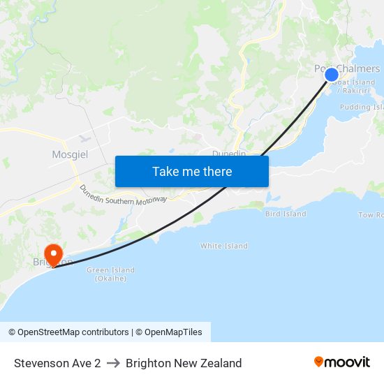 Stevenson Ave 2 to Brighton New Zealand map