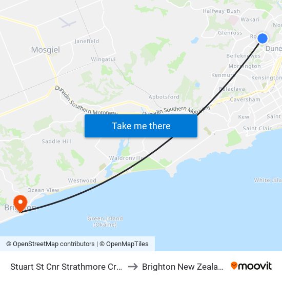 Stuart St Cnr Strathmore Cres to Brighton New Zealand map