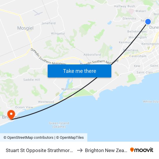 Stuart St Opposite Strathmore Cres to Brighton New Zealand map