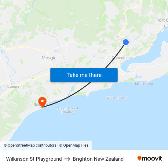 Wilkinson St Playground to Brighton New Zealand map