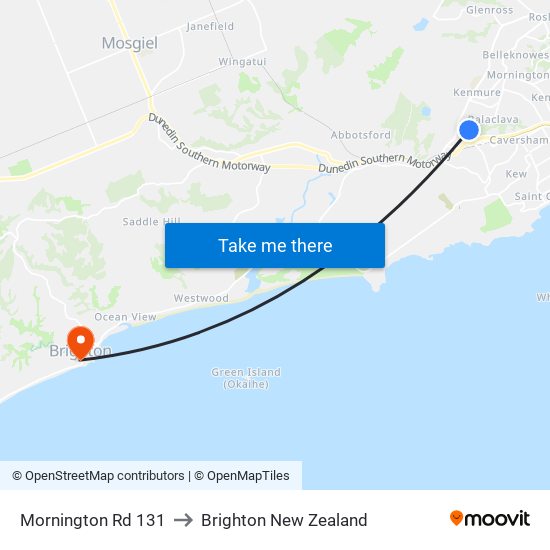 Mornington Rd 131 to Brighton New Zealand map