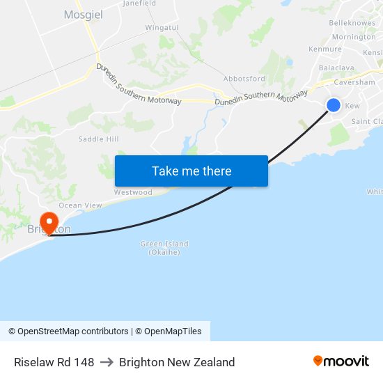 Riselaw Rd 148 to Brighton New Zealand map